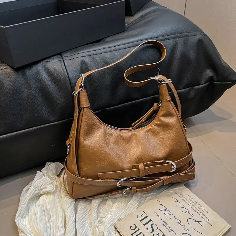 Maillard Retro Crossbody Bag Large Capacity Brown Leather - Image 7