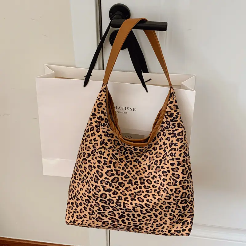 Women Leopard Print Shoulder Tote Bag 2024 Winter - Image 4