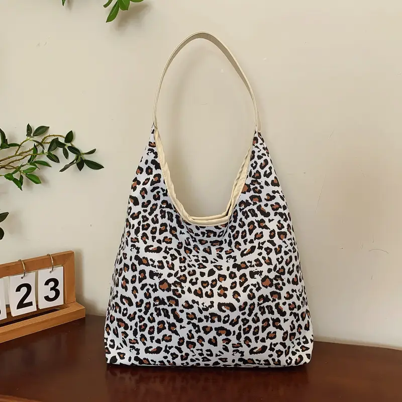 Women Leopard Print Shoulder Tote Bag 2024 Winter - Image 5