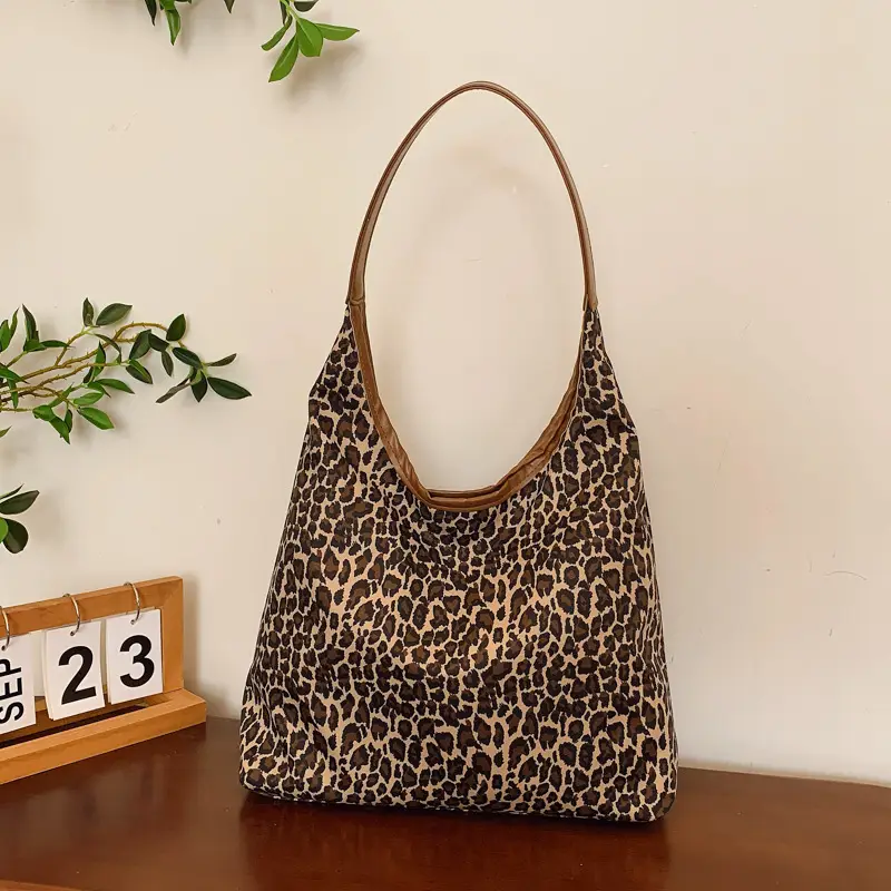 Women Leopard Print Shoulder Tote Bag 2024 Winter - Image 6
