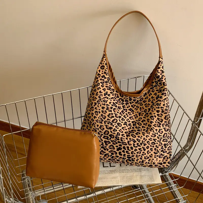 Women Leopard Print Shoulder Tote Bag 2024 Winter - Image 7