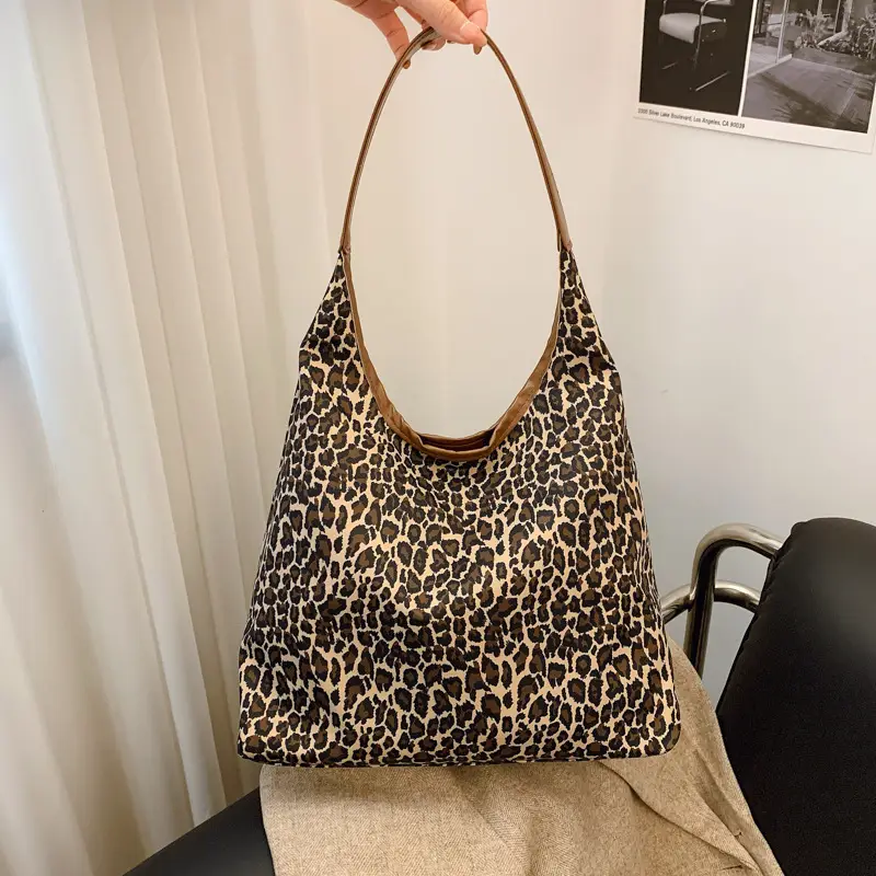 Women Leopard Print Shoulder Tote Bag 2024 Winter - Image 2