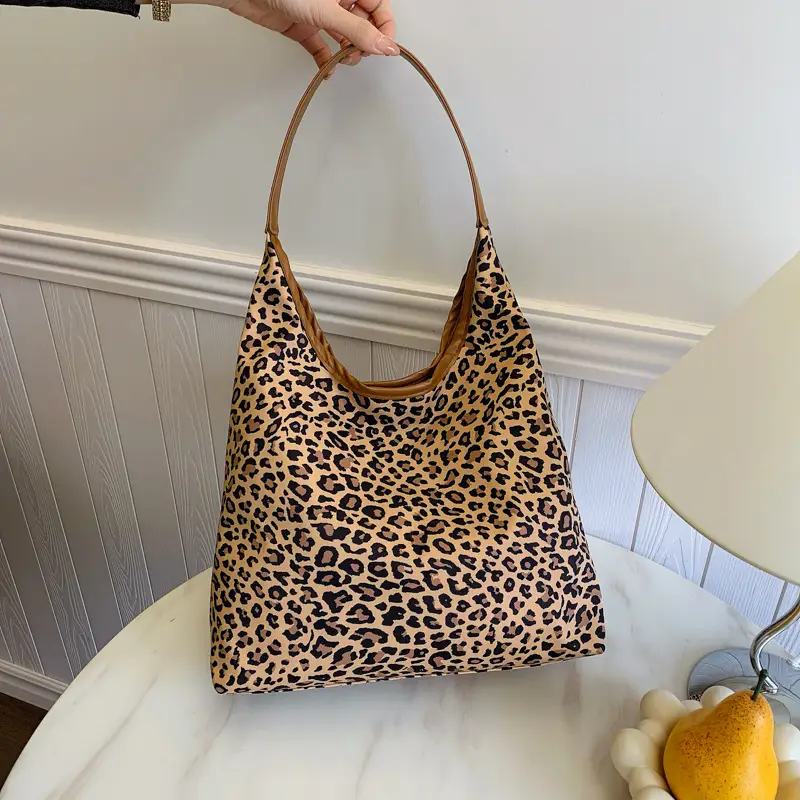 Women Leopard Print Shoulder Tote Bag 2024 Winter - Image 3