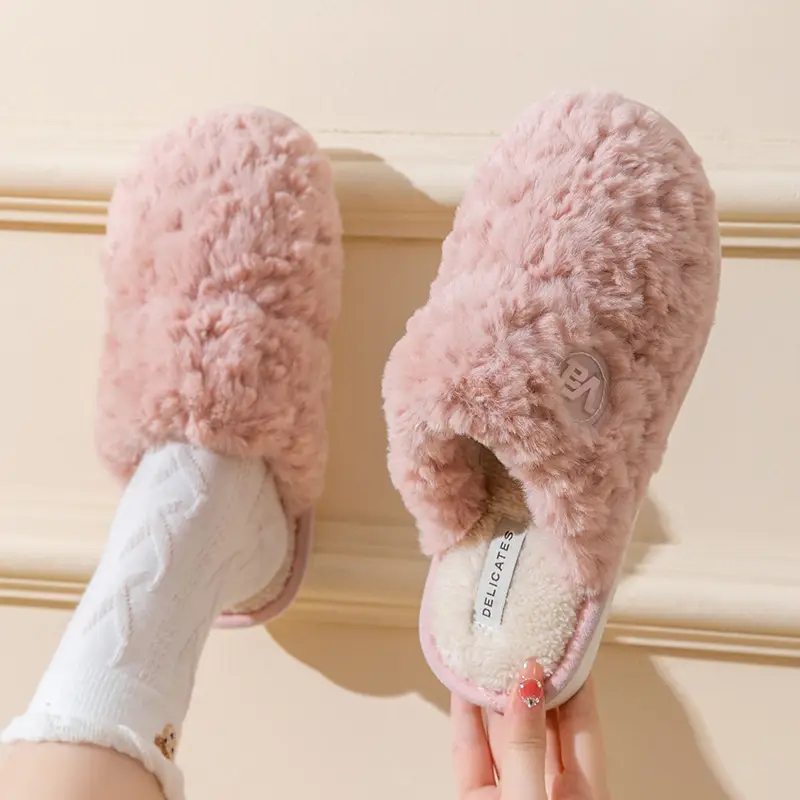 Cotton Slippers Pink Warm Women Winter Fur - Image 12