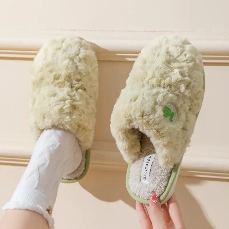 Cotton Slippers Pink Warm Women Winter Fur - Image 13