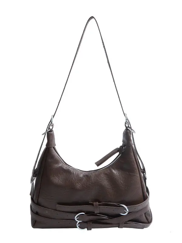 Women's Brown Leather Commuter Tote Bag with Long Strap - Image 9