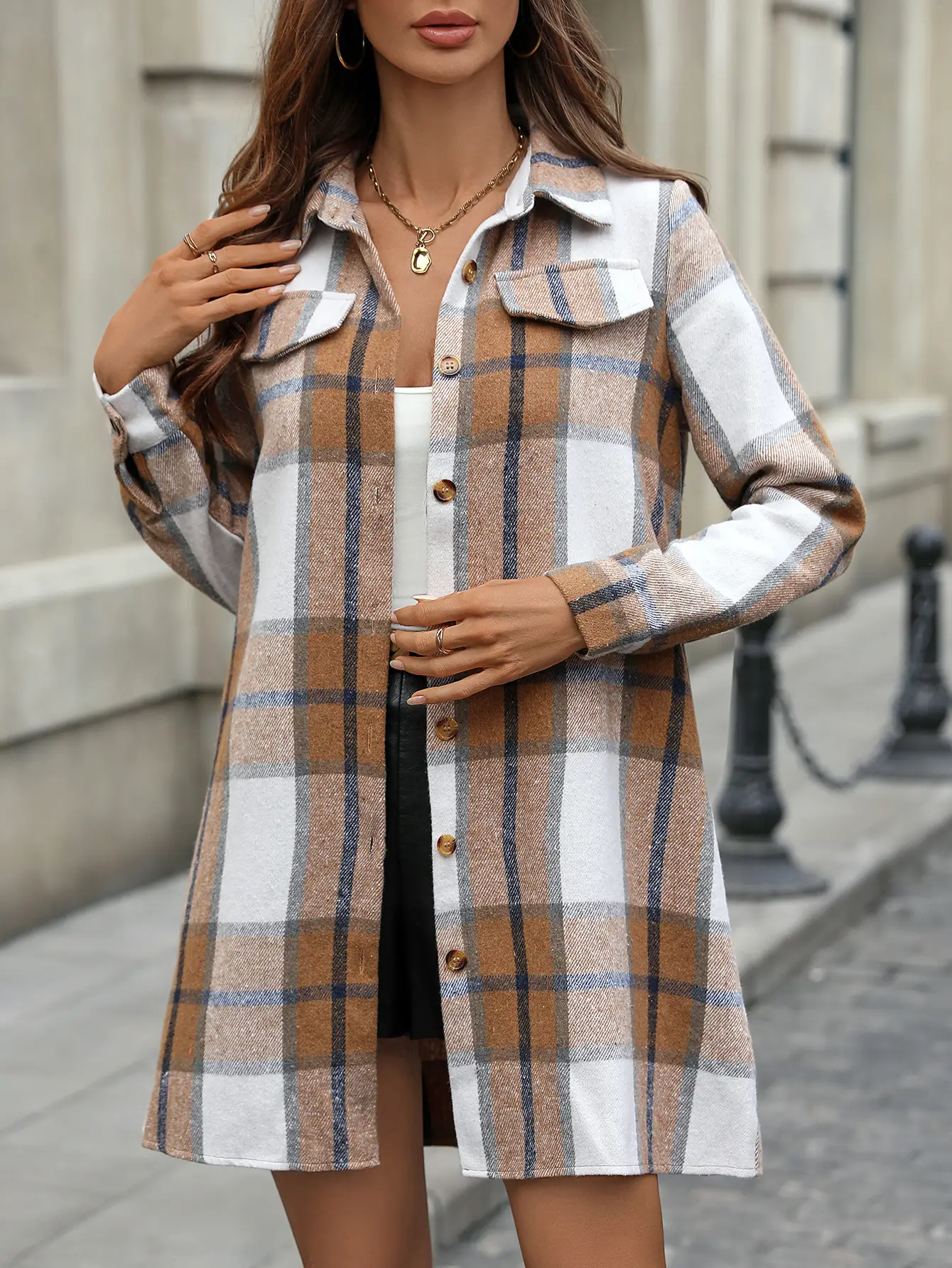 Plaid Belted A-Line Skirt Dress for Women — feature 16