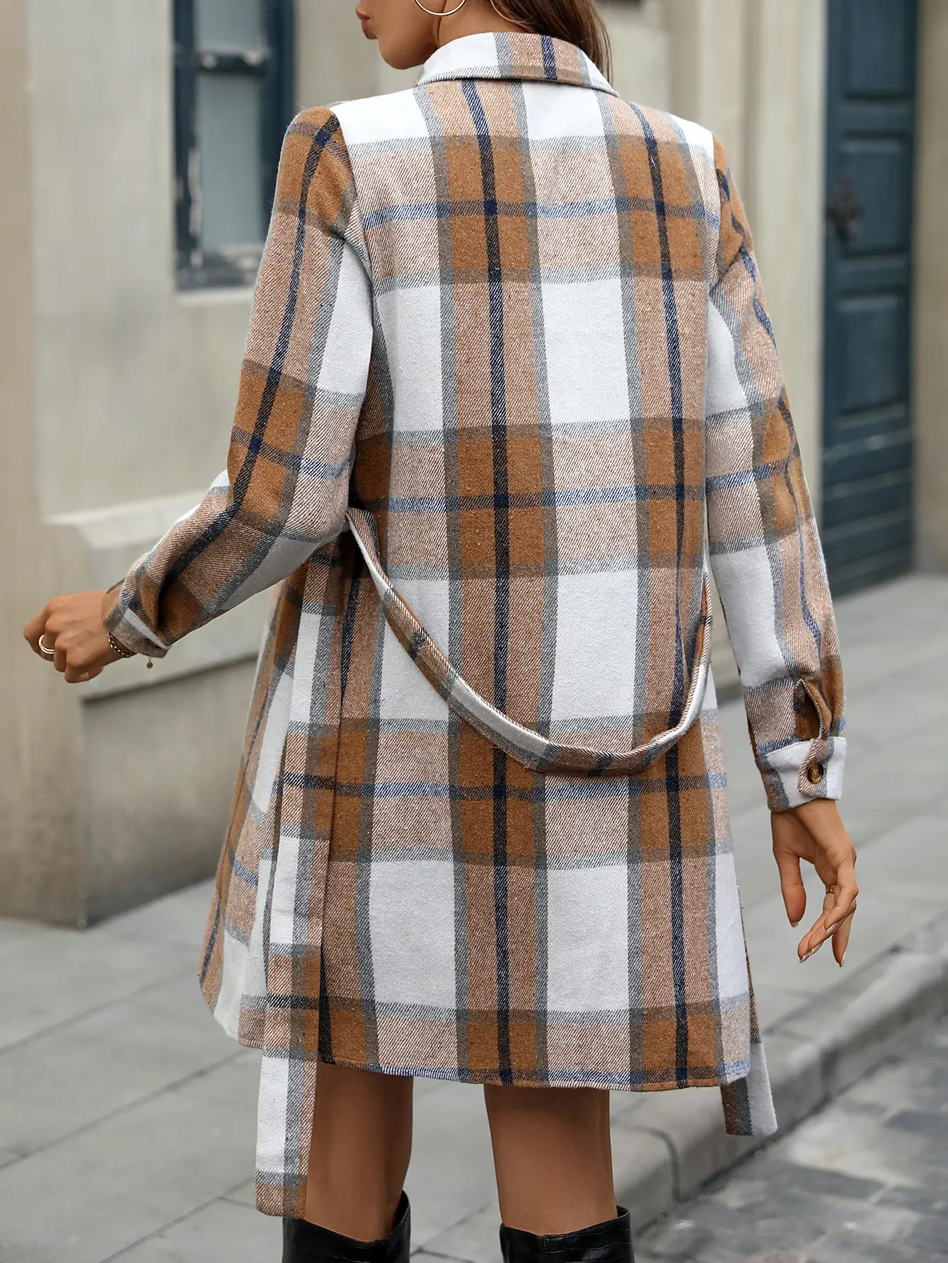 Plaid Belted A-Line Skirt Dress for Women — feature 17