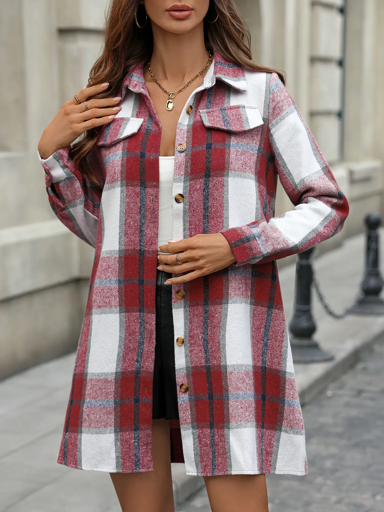 Plaid Belted A-Line Skirt Dress for Women — feature 27