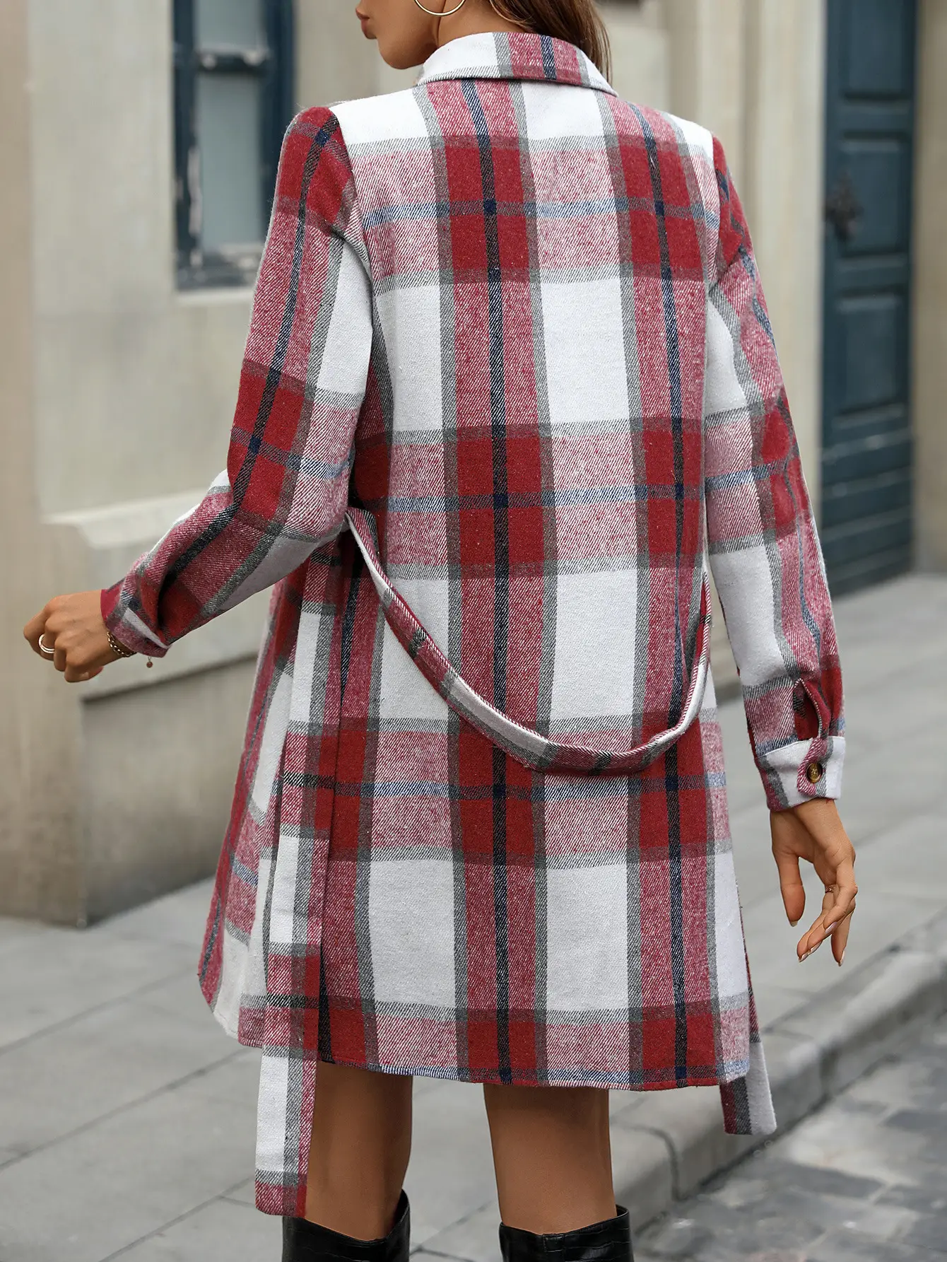 Plaid Belted A-Line Skirt Dress for Women — feature 28