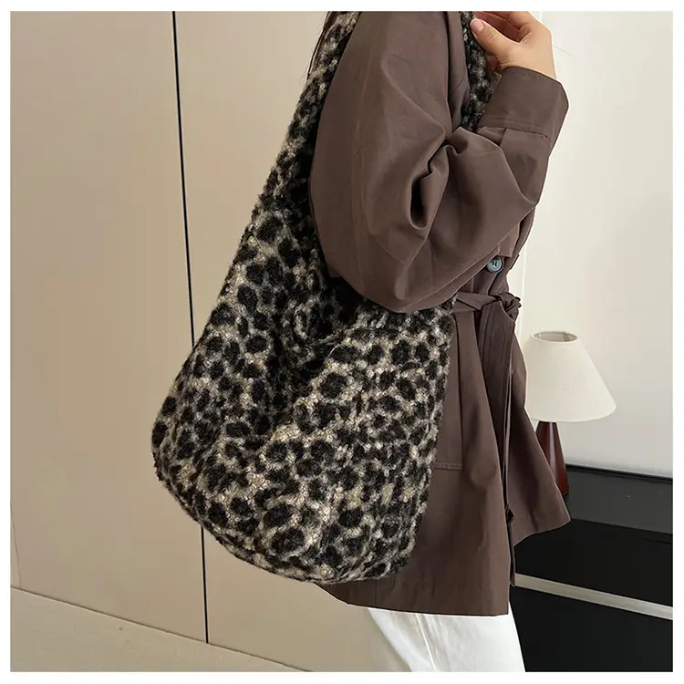 Leopard Print Wool Shoulder Bag Women Large Capacity — feature 10