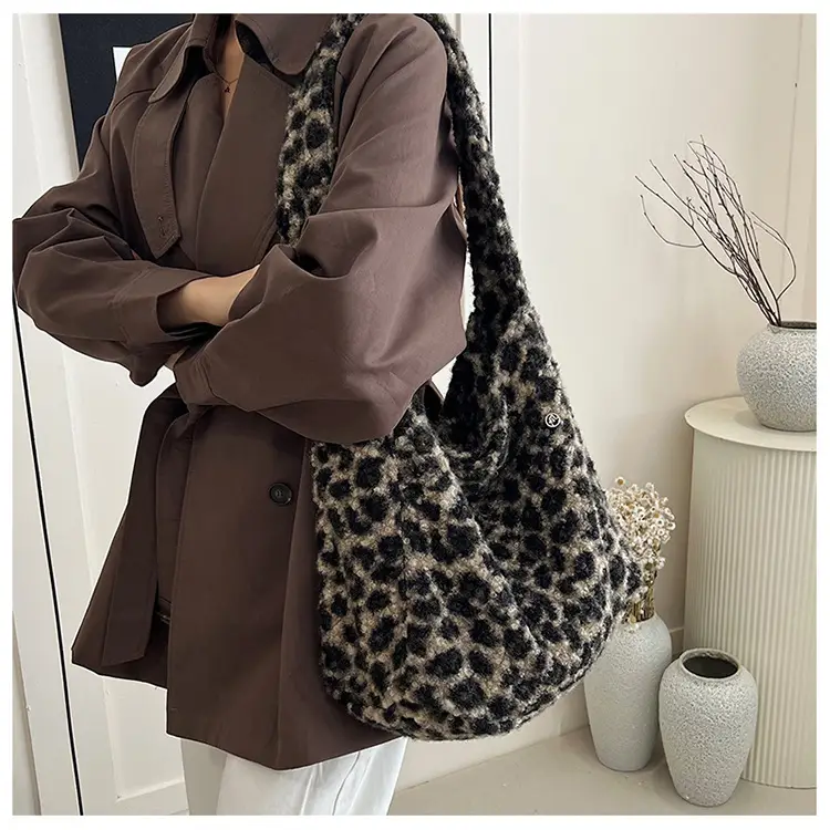 Leopard Print Wool Shoulder Bag Women Large Capacity — feature 11