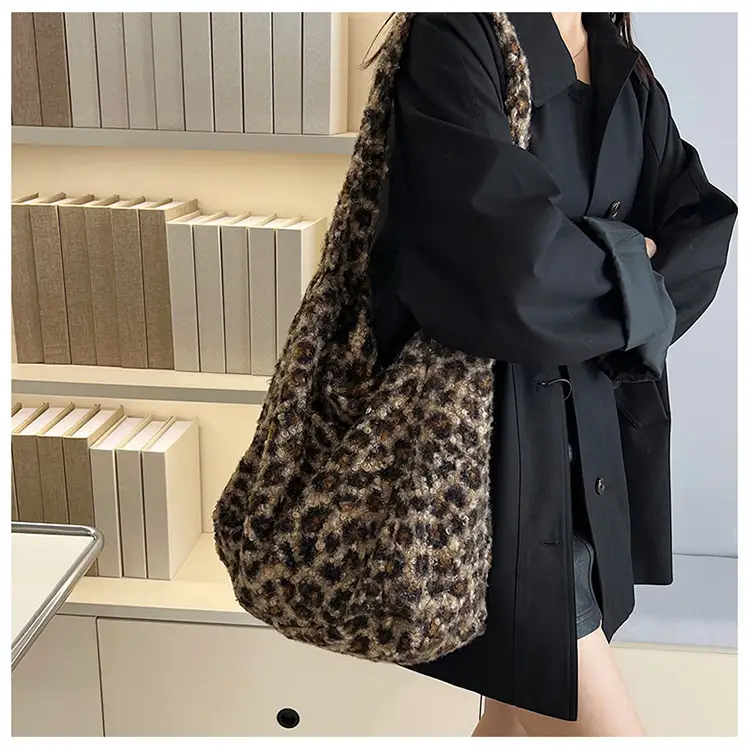 Leopard Print Wool Shoulder Bag Women Large Capacity — feature 15
