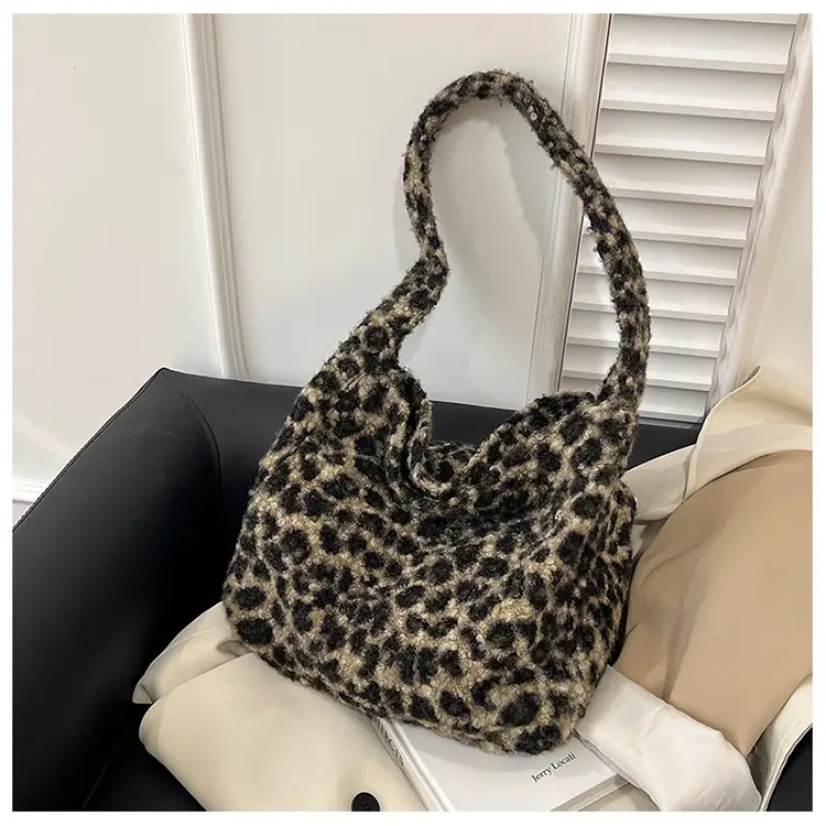 Leopard Print Wool Shoulder Bag Women Large Capacity — feature 17