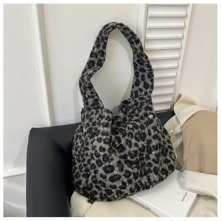Leopard Print Wool Shoulder Bag Women Large Capacity — feature 21