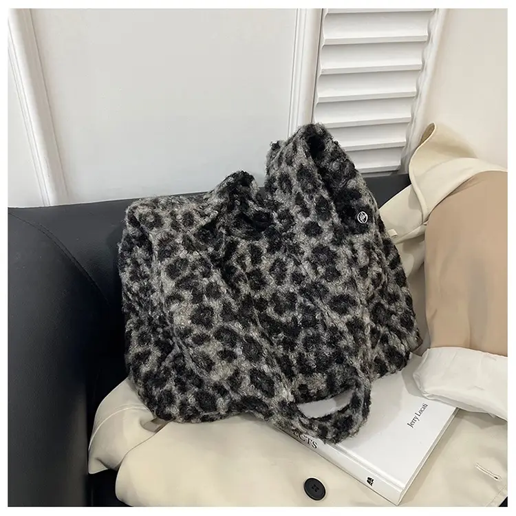 Leopard Print Wool Shoulder Bag Women Large Capacity — feature 22