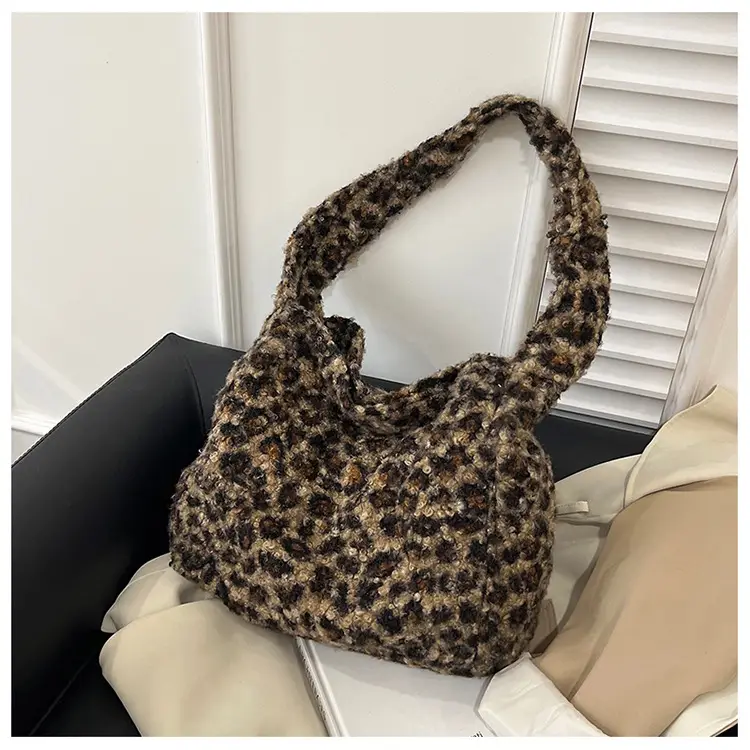 Leopard Print Wool Shoulder Bag Women Large Capacity — feature 23