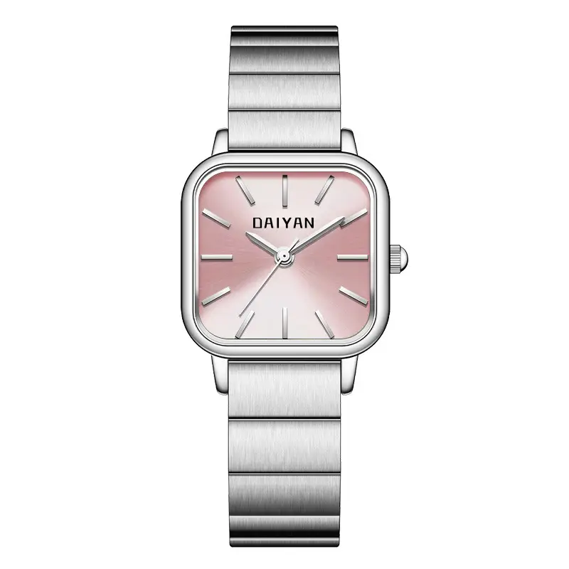 Daiyan Women's Watch Pink Square Stainless Steel Band - Image 3