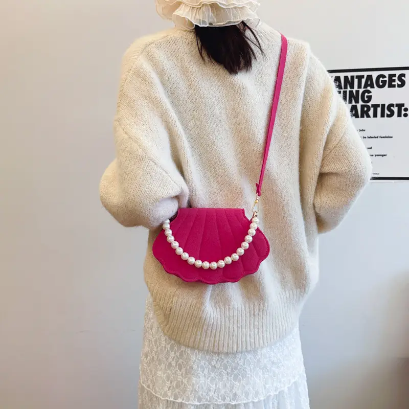Pink Pearl Embellished Crossbody Bag for Women