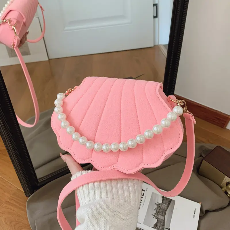 Pink Pearl Embellished Crossbody Bag for Women