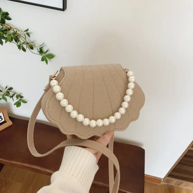 Pink Pearl Embellished Crossbody Bag for Women