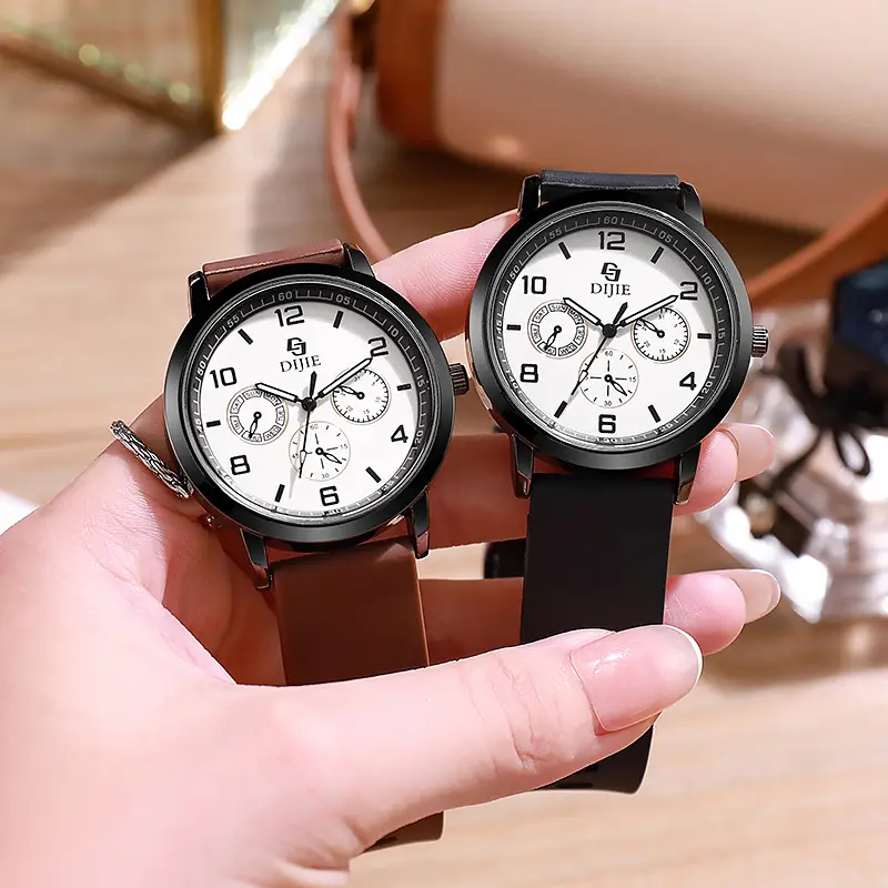 Men's Black Dial Quartz Watch with Green Silicone Band — feature 14