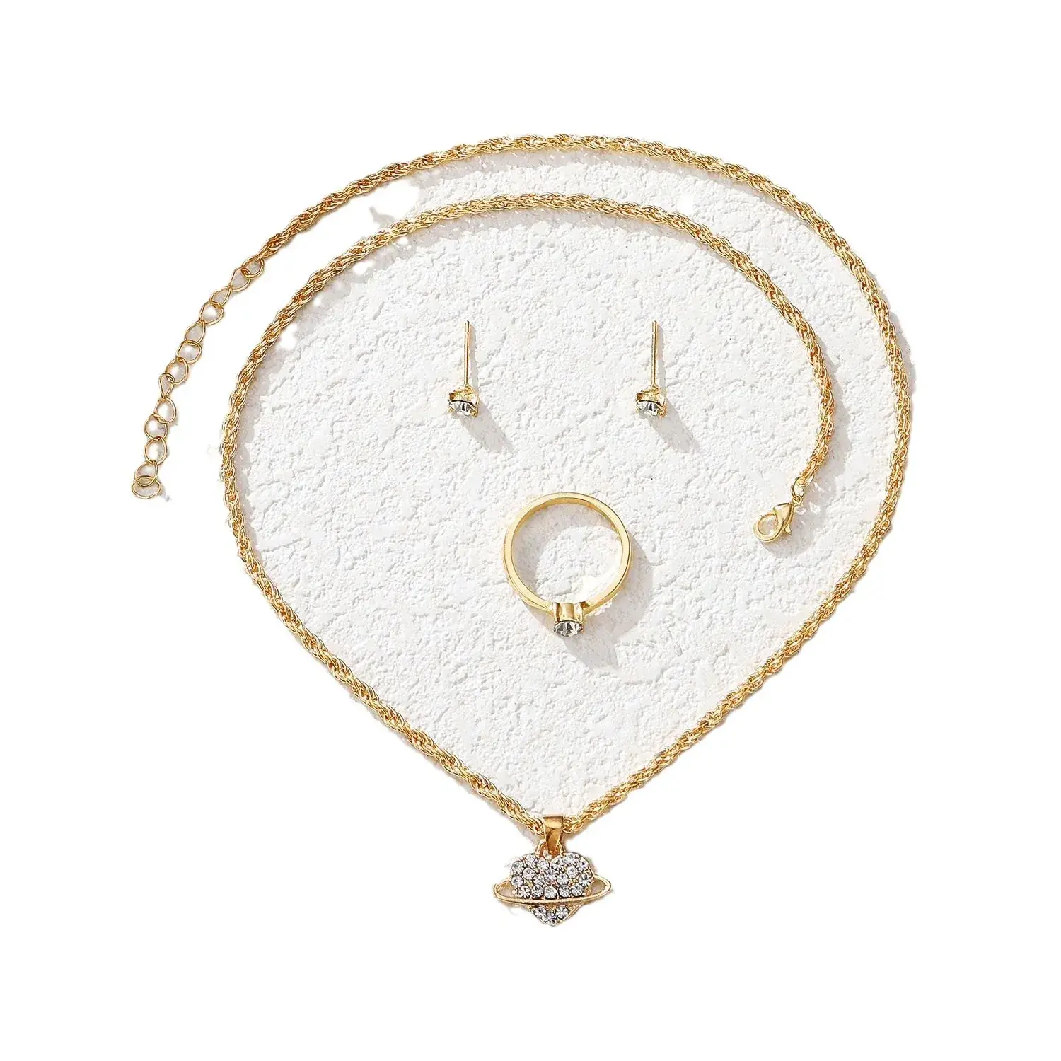 Gold Pearl Diamond Necklace Set for Women