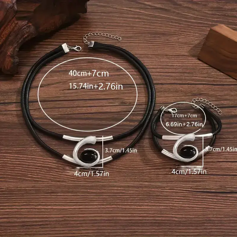 European & American Bohemian Spiral Gemstone Jewelry Set - Image 7