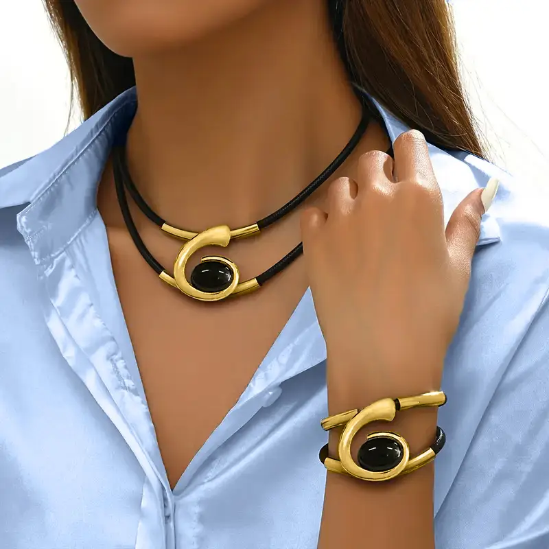 European & American Bohemian Spiral Gemstone Jewelry Set — feature 1