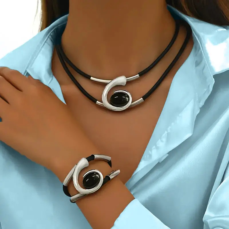 European & American Bohemian Spiral Gemstone Jewelry Set — feature 4