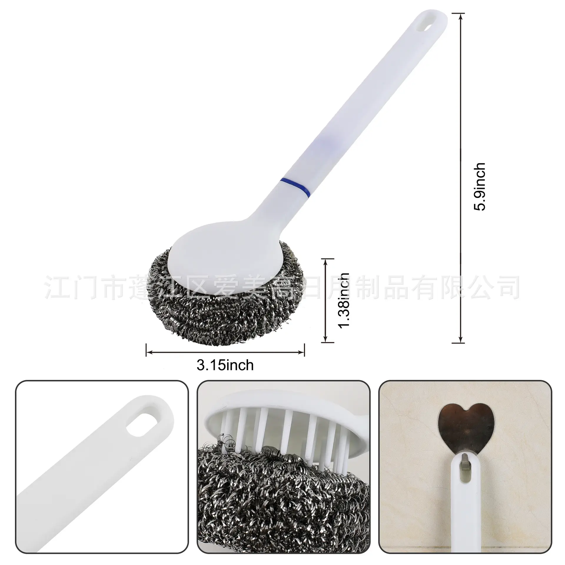 Stainless Steel Cleaning Brush with Handle, 3 Pack, Extra Large 25g