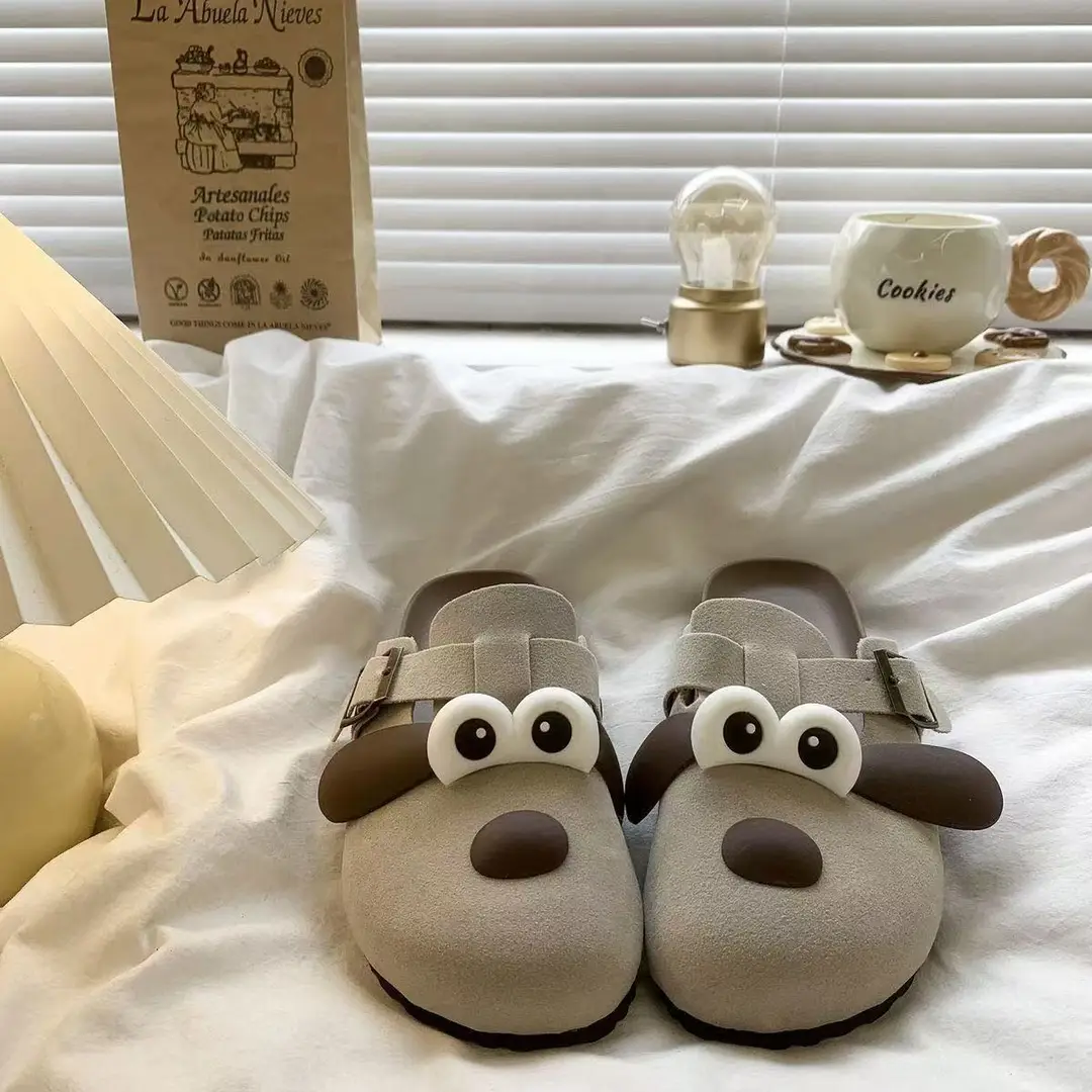 Cartoon Couple Burken Shoes Women's 2024 Summer New Student Round Toe Fashion Burken Lazy Slippers - Image 2