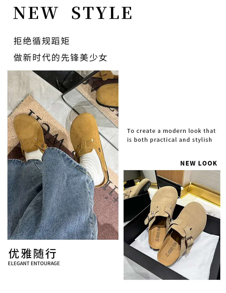 Cartoon Couple Burken Shoes Women's 2024 Summer New Student Round Toe Fashion Burken Lazy Slippers — feature 9