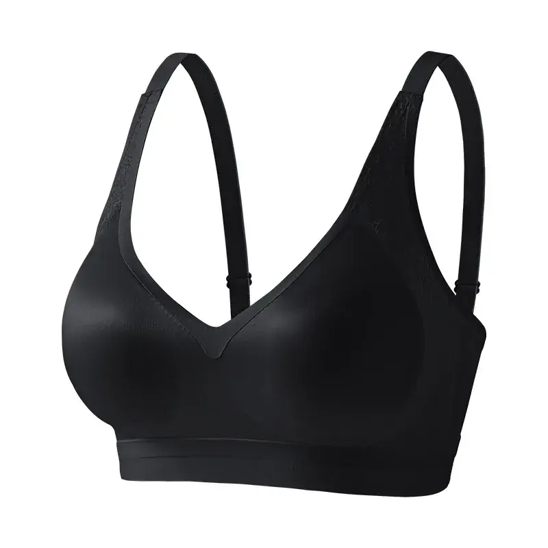 Black Seamless Women's Bra with Adjustable Straps - Image 2