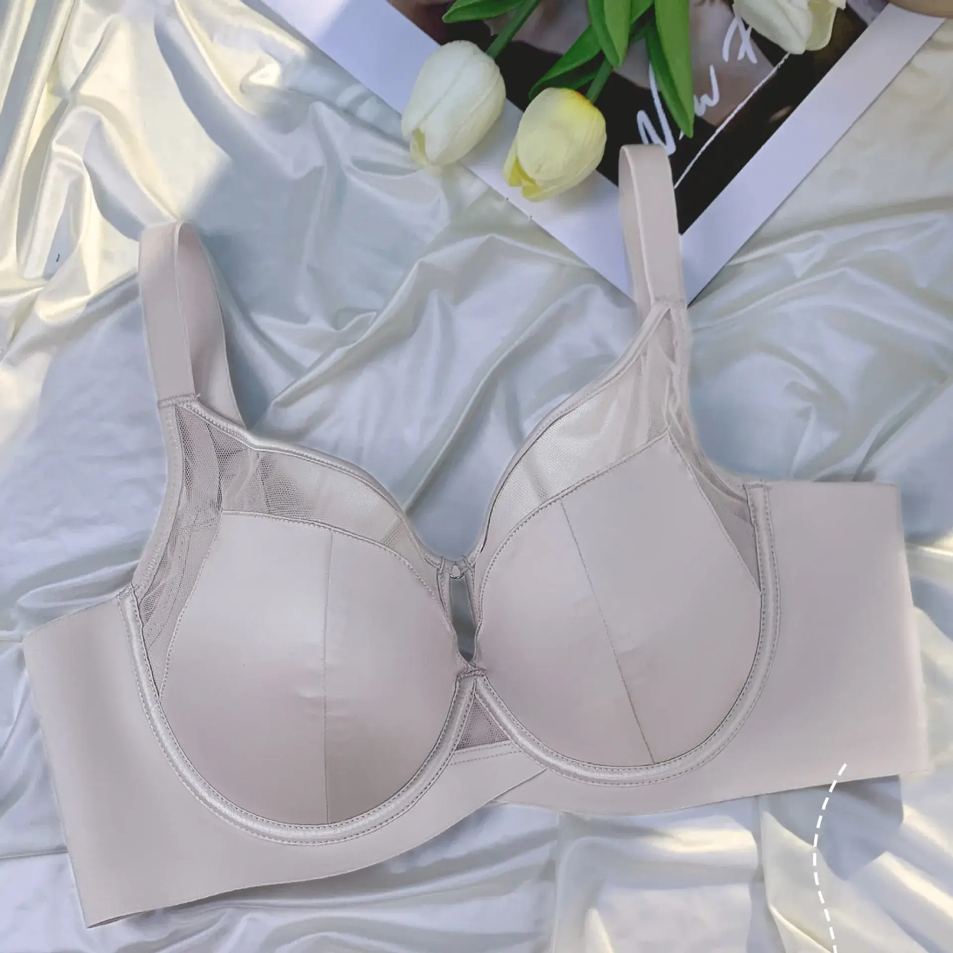 Sexy Satin Push-Up Bra Large Chest Anti-Sagging