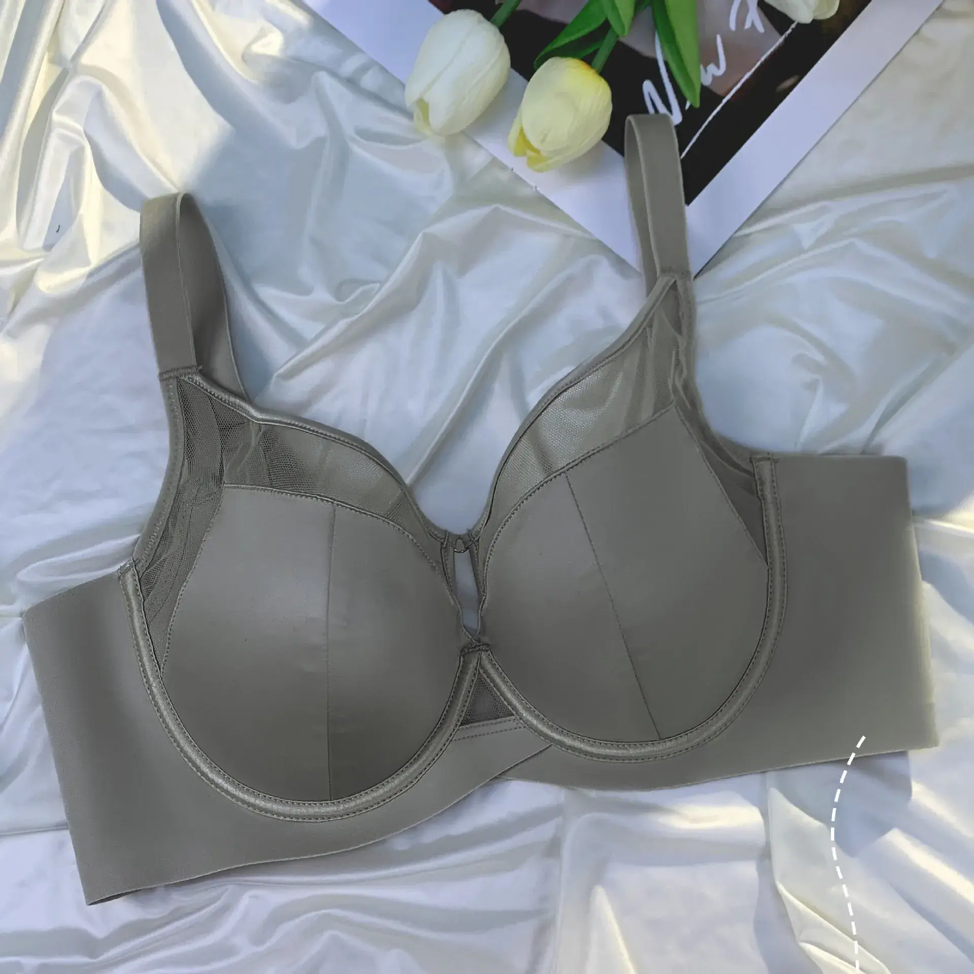 Sexy Satin Push-Up Bra Large Chest Anti-Sagging