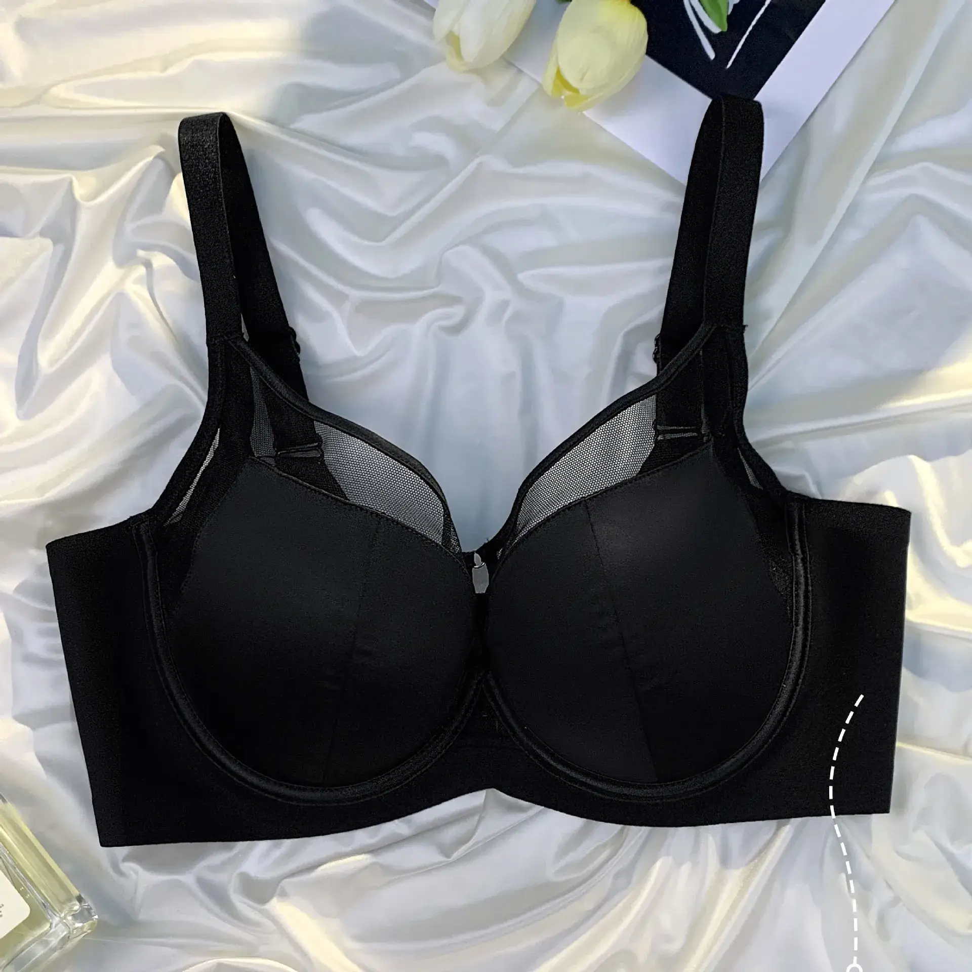 Sexy Satin Push-Up Bra Large Chest Anti-Sagging