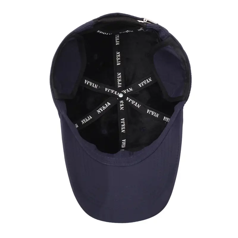 Navy Blue Fleece Baseball Cap for Men Winter Warm - Image 5