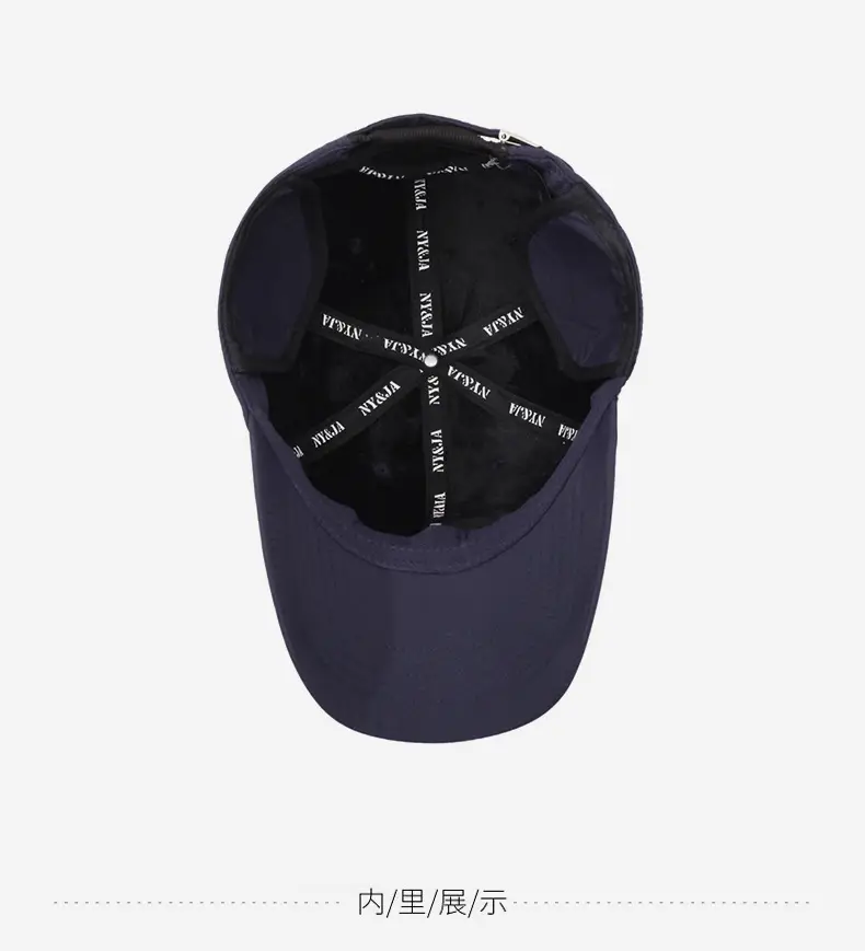 Navy Blue Fleece Baseball Cap for Men Winter Warm — feature 13