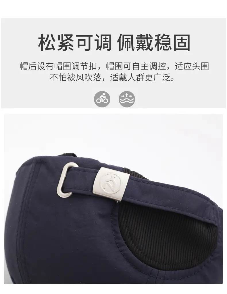 Navy Blue Fleece Baseball Cap for Men Winter Warm — feature 4