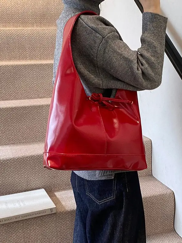 Women Vintage Brown Leather Tote Bag Large Capacity Winter New - Image 9