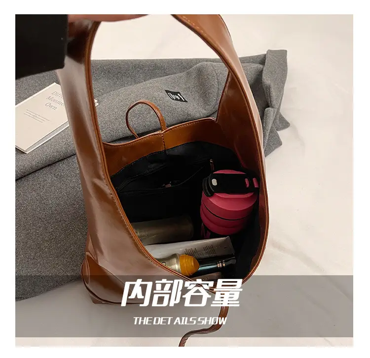 Women Vintage Brown Leather Tote Bag Large Capacity Winter New β feature 3