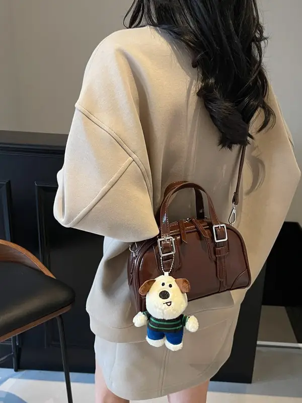 Trendy Women's Melard Shoulder Crossbody Bag with Cute Toy Hook - Image 10