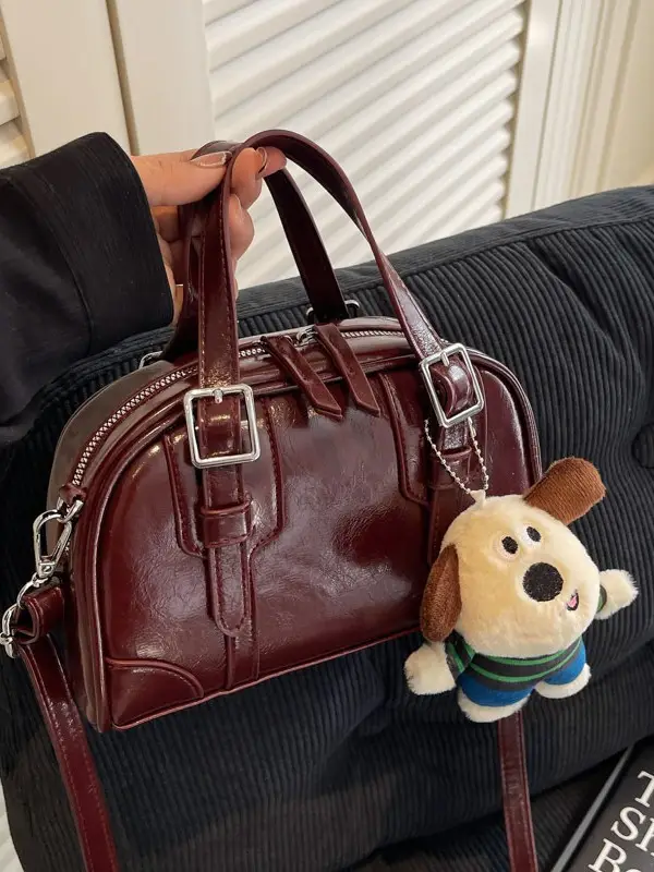 Trendy Women's Melard Shoulder Crossbody Bag with Cute Toy Hook - Image 11