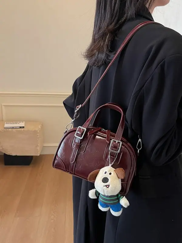 Trendy Women's Melard Shoulder Crossbody Bag with Cute Toy Hook - Image 12