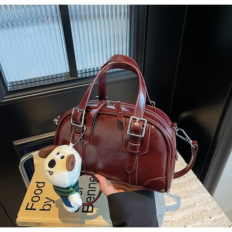 Trendy Women's Melard Shoulder Crossbody Bag with Cute Toy Hook — feature 45