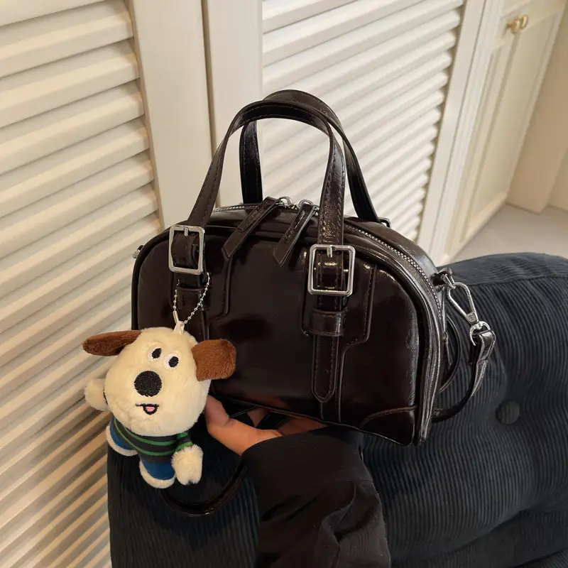 Trendy Women's Melard Shoulder Crossbody Bag with Cute Toy Hook - Image 3