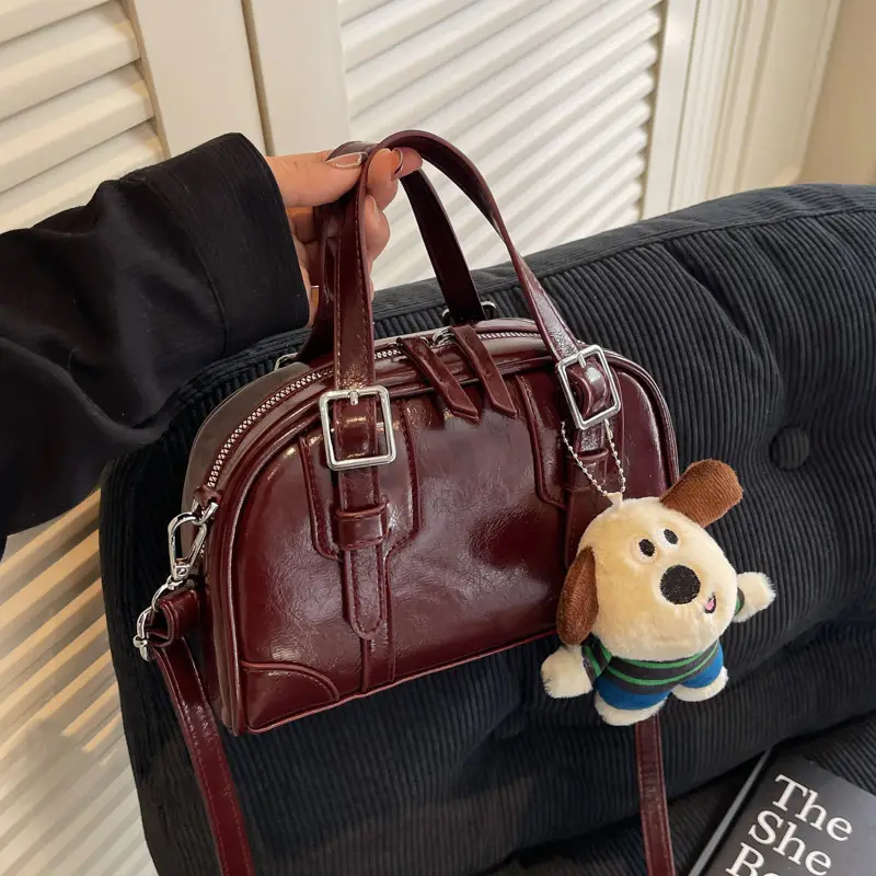 Trendy Women's Melard Shoulder Crossbody Bag with Cute Toy Hook - Image 4