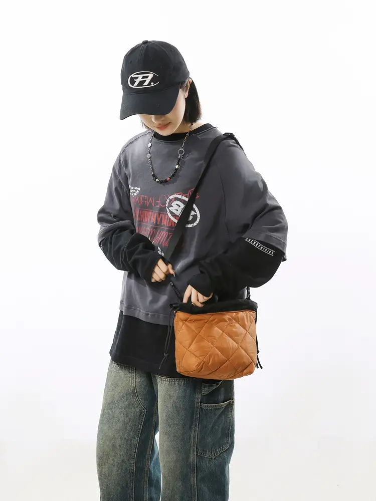 Advanced Autumn Winter New Crossbody Bag Thickened Rhombic Embroidery Shoulder Bag - Image 7