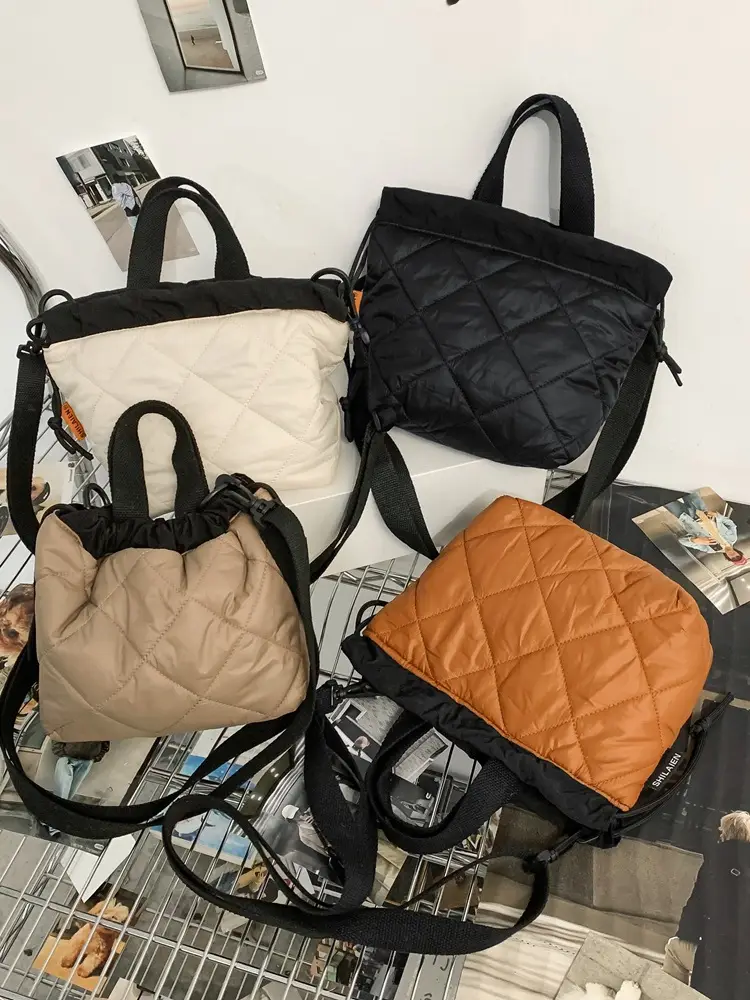 Advanced Autumn Winter New Crossbody Bag Thickened Rhombic Embroidery Shoulder Bag - Image 8